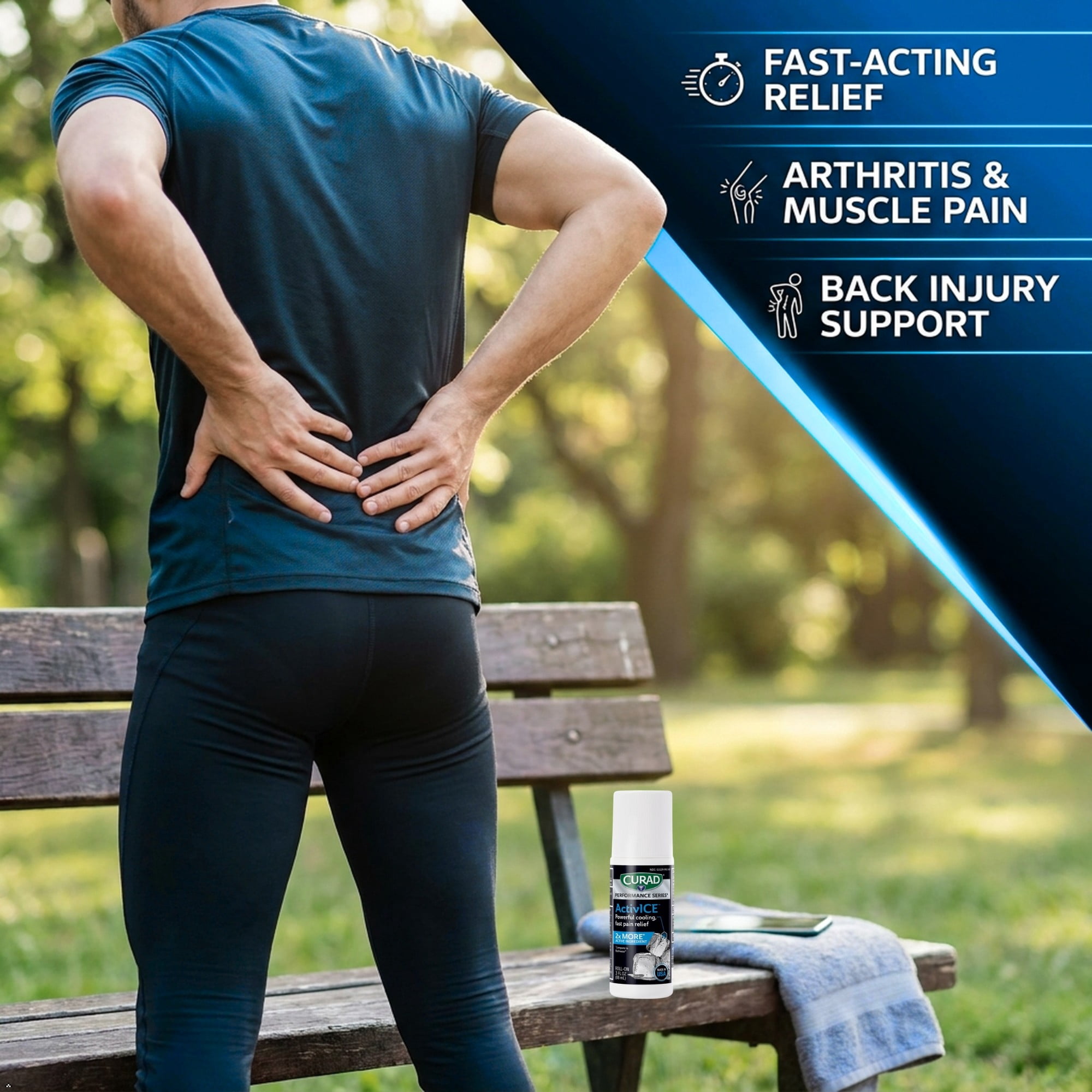 (2 pack) CURAD® ActivICE™ Roll-On Cooling Gel, Topical Pain Relief for Arthritis, Muscle and Body Aches, 3- Fl oz