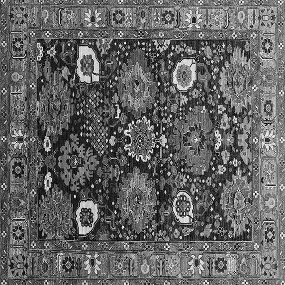 Ahgly Company Indoor Square Oriental Gray Industrial Area Rugs, 7' Square