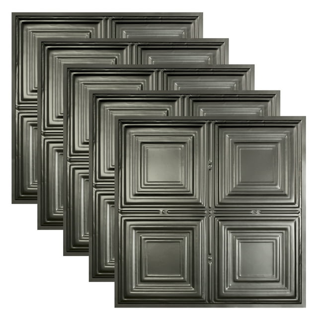 Great Lakes Tin Syracuse Argento 2ft x 2ft Lay In Ceiling Tiles (5 Pack)
