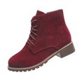 thumbnail image 2 of Willtoo Womens Ankle Boots Round Toe Lace‑Up Combat Booties with Side Zipper Low Block Heel Casual Short Boots for Daily Wear, 2 of 5