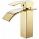 thumbnail image 1 of Grifo de lavabo, grifo de baño moderno de un solo orificio con caño en cascada, color dorado, 1 of 5