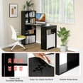 thumbnail image 6 of 48 Inch Computer Desk with Bookshelf, Reversible Study Writing Desk with Storage Shelves & CPU Stand, Compact Office Desks & Workstations, Black Desk for Bedroom, Kids Room, Study (Black), 6 of 18