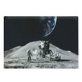 thumbnail image 1 of Outer Space Cutting Board, Moon US Spaceman Launching on the Exploring Dark Matter Orbit Lunar Design, Decorative Tempered Glass Cutting and Serving Board, Large Size, Grey and Blue, by Ambesonne, 1 of 1
