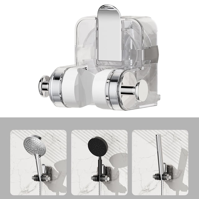 Boreal Craft Shower Head Holder Wall Mount Integrated Suction Cup Shower Rack Wall Mounted Non Perforated Shower Fixture Shower Holder Adjustable Shower Head Holder Bathroom over The Door Towel Racks