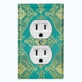 thumbnail image 1 of Metal Light Switch Plate Cover Elegant Green Yellow Damask DAM087, 1 of 13