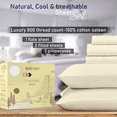 thumbnail image 3 of Egylin 800 TC 100% Egyptian Cotton 5 Pieces Split Sheets Sets for Adjustable beds Sheet Fits Upto 15" Deep Pocket , 1 Flat Sheet 2 Fitted Sheet and 2 Pillowcase ( Ivory , Queen ), 3 of 5