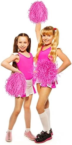 WLIKKS 18PCS Cheerleading Pom Poms Plastic Cheerleader Pom Poms for Sports Squads Dancing Party Football Basketball Spirit Sports Stage Performance Celebration (Pink)