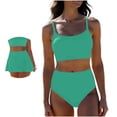 thumbnail image 6 of Xdegoge Swimsuits for Women Scoop Neck Crop Top High Waisted Bikini Sets Smooth Solid Color Flattering Full Coverage Summer Vacation Swimwear, 6 of 7
