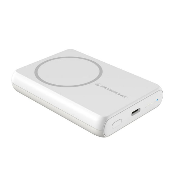 Scosche Magnetic GoBat Wireless Charging 5,000 mAh Power Bank with USB-C Port PBQ5MSWT-SP in White