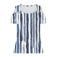thumbnail image 5 of YUGYXL Eyelet Tops for Women Cold Shoulder Floral Blouse Scoop Neck Shirts Dressy Casual Blouses Summer Vacation Outfits Tops A Navy Top S, 5 of 5