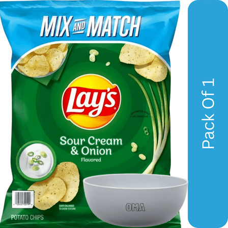 Lay’s Sour Cream & Onion Potato Chips, 15.25 oz-With Olive Green Bowl By OMA