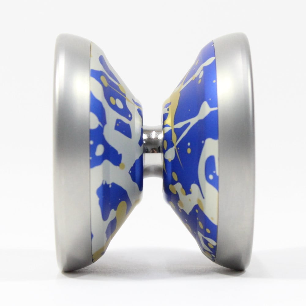 C3yoyodesign Samothrace Yo-Yo - 7075 Aluminum Bi-Metal - Hobbit Xiao Wen Wang Signature YoYo (SIlver Blue Yellow Splash Reia Torita Special Edition)