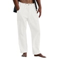 thumbnail image 1 of XDZJLR Men's Casual Pants Male Solid Full Length Loose Button Pocket Drawstring Fashion 更多 Trousers, 1 of 4