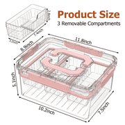 Versatile Snackle Box Container, Chilled Serving Tray with Handle, Chilled Condiment Server with 3 Separate Containers, Fruit Platter Tray for Parties, Road Travel, Fruit, Veggies and Snacks