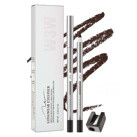 Brown Eyeliner Pencil for Eyes, Waterproof Smudge-Proof Long, High-Pigment Creamy Smooth Formula, Ideal for Mature Skin, Includes Built-In Sharpener