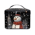 thumbnail image 4 of HELLHERO Snowman Lantern Night Makeup Bag Organizer Travel Make Up Organizer With Brush Storage Wide-open Double Zipper for Women Men, 4 of 6