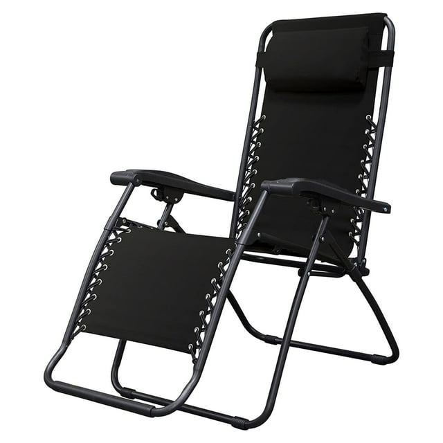 Caravan Chaise Longue de Patio Extérieure Pliante à Gravité Zéro Sports, Noire