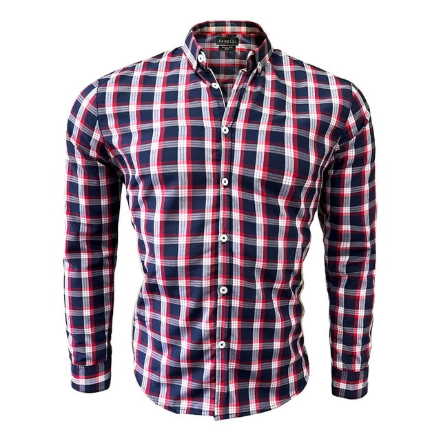 Camisa Manga Larga Cuadros Hombre Slim Fit Caballero