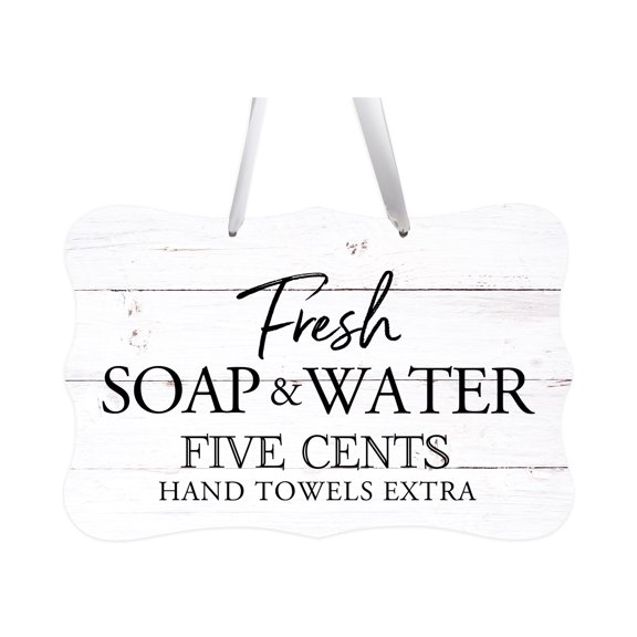 LifeSong Milestones 8x12 Ribbon Sign Fresh Soap & Water Extra (Shiplap)