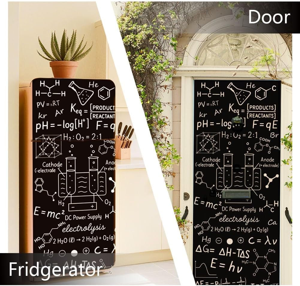 2 Sheet Formula Print Removable Refrigerator Wraps Self-Adhesive Fridge Stickers Peel and Stick Vinyl Fridge Decals Sticker Multi-color