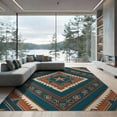 thumbnail image 2 of ODIKA 8'x10' Washable Area Rug Non-Slip Chair-Friendly Mat Farmhouse Boho Southwestern Round Runway Themed Hooks Cowboy Refined Structured for Dining Room, Large Office, Lounge, 2 of 7