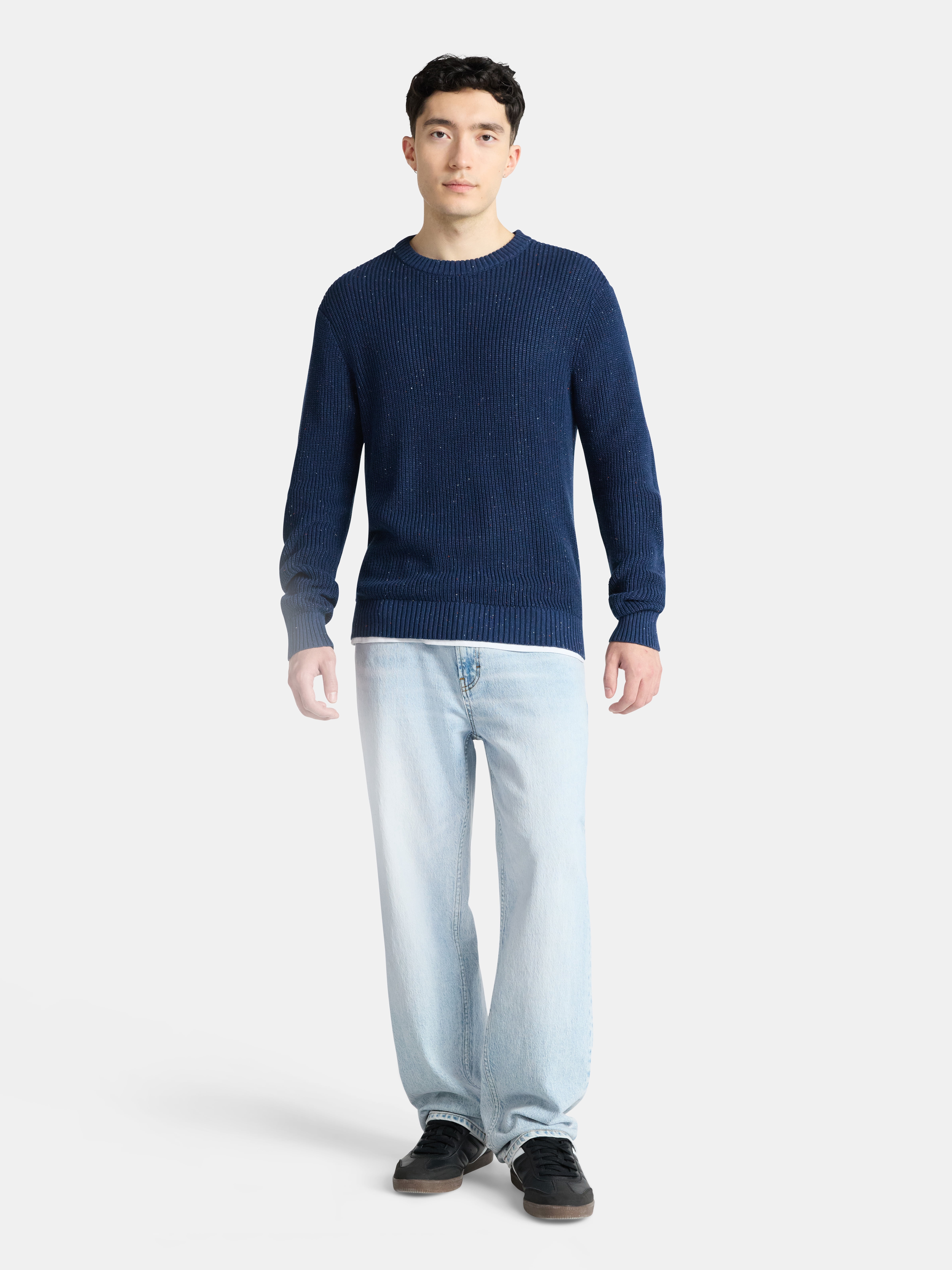 No Boundaries  Souffle Yarn Confetti Sweater with Long Sleeves, Men's Sizes XS-3XL