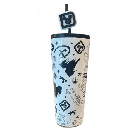 Disney Parks Walt Disney World Black White Tumbler With Straw New With Tag