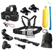 Action Camera Accessories Kit with Chest Mount, Head Strap, and Floating Bobber Grip – Compatible with GoPro HERO 13/12/11/10/9/8/7/6/5/4, Insta360 DJI OSMO Action