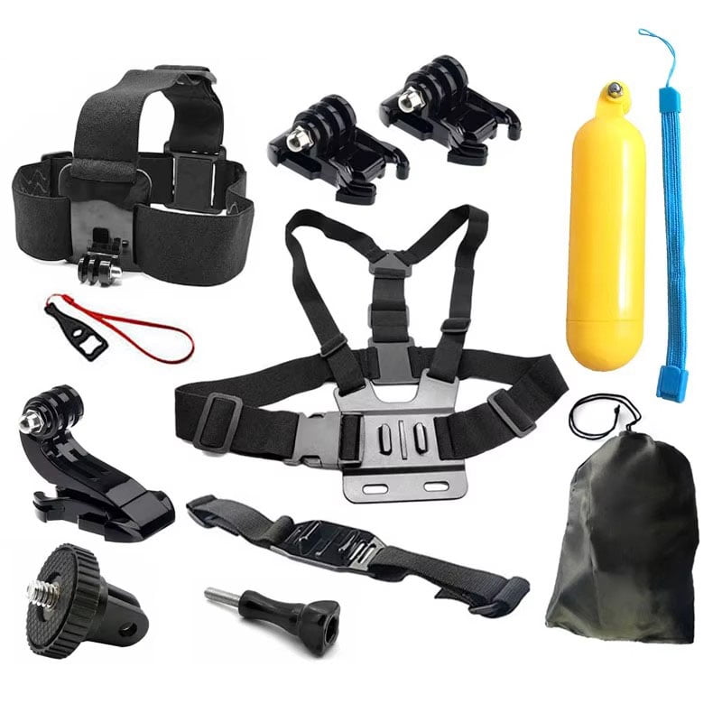 Action Camera Accessories Kit with Chest Mount, Head Strap, and Floating Bobber Grip – Compatible with GoPro HERO 13/12/11/10/9/8/7/6/5/4, Insta360 DJI OSMO Action