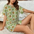 thumbnail image 4 of Fuzoiu Daisies Flowers Print Women's Short-Sleeved Pajama Set,Lounge Sleepwear Set,Womens Pajama Sets 2 Piece,Button-Up Top and Shorts with Pockets-XX-Large, 4 of 7