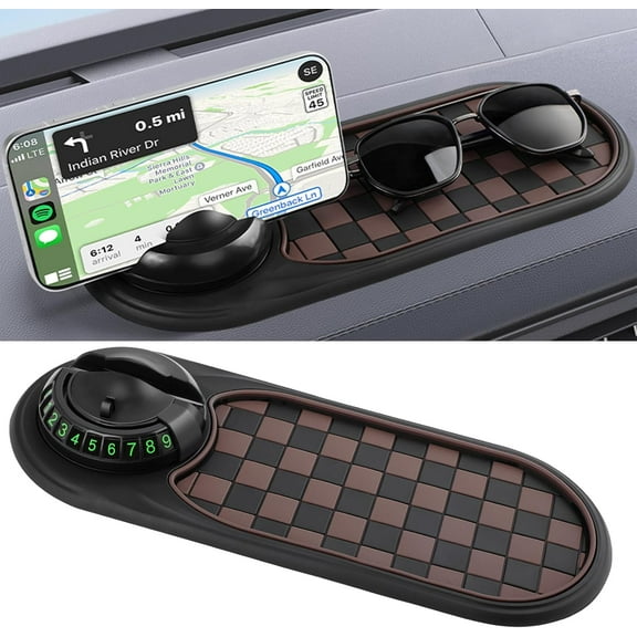 Multifunction Car Anti-Slip Mat,  Rotatable Anti Skid Car Dashboard Pad with Temporary Parking Numbe,  Universal Car Phone Holder,  Large Pad for Phones Sunglasses Keys Gadgets
