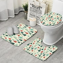 Beige Christmas Tree Pattern Bathroom Rugs Sets 3 Piece,Toilet Cover Set,Absorbent Non Slip Bathroom Mats Sets with U-Shaped Contour Rug Toilet Rug Set
