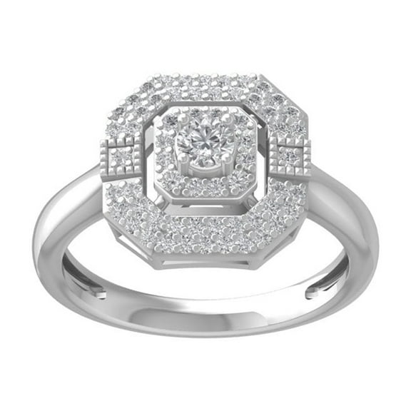 ARAIYA FINE JEWELRY 14K White Gold Round Diamond Engagement Ring (1/2 cttw, I2-I3 Clarity, I-J Color) Size 6