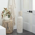 thumbnail image 3 of DecMode White  Bohemian Metal Vase with Distressed Weaving Pattern, 9" x 9" x 30", Features Neutral Woven Patterns, 3 of 12