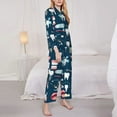 thumbnail image 3 of Fuzoiu Dental Print Women's Long-Sleeved Pajama,Lounge Button Down Nightwear,Womens Notch Collar Pajama Set-Medium, 3 of 7