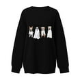 thumbnail image 5 of qelini Crewneck Sweatshirts Women Oversized Graphic Halloween Long Sleeved Sweatshirt No Hood Trendy Novelty Print Spooky Season Halloween Day Event Pullover Fall Winter Loose Tops Black 2XL, 5 of 5
