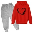 thumbnail image 1 of RXIRUCGD Mode Filles et Garçons Enfants Hauts à Manches Longues Imprimés Ensemble à Capuche (Rouge, Taille: 7 Ans), 1 of 2
