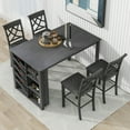 thumbnail image 4 of Churanty Modern 5 Count Adult Farmhouse Rubberwood Storage Dining Table with Chair Gray, 4 of 18