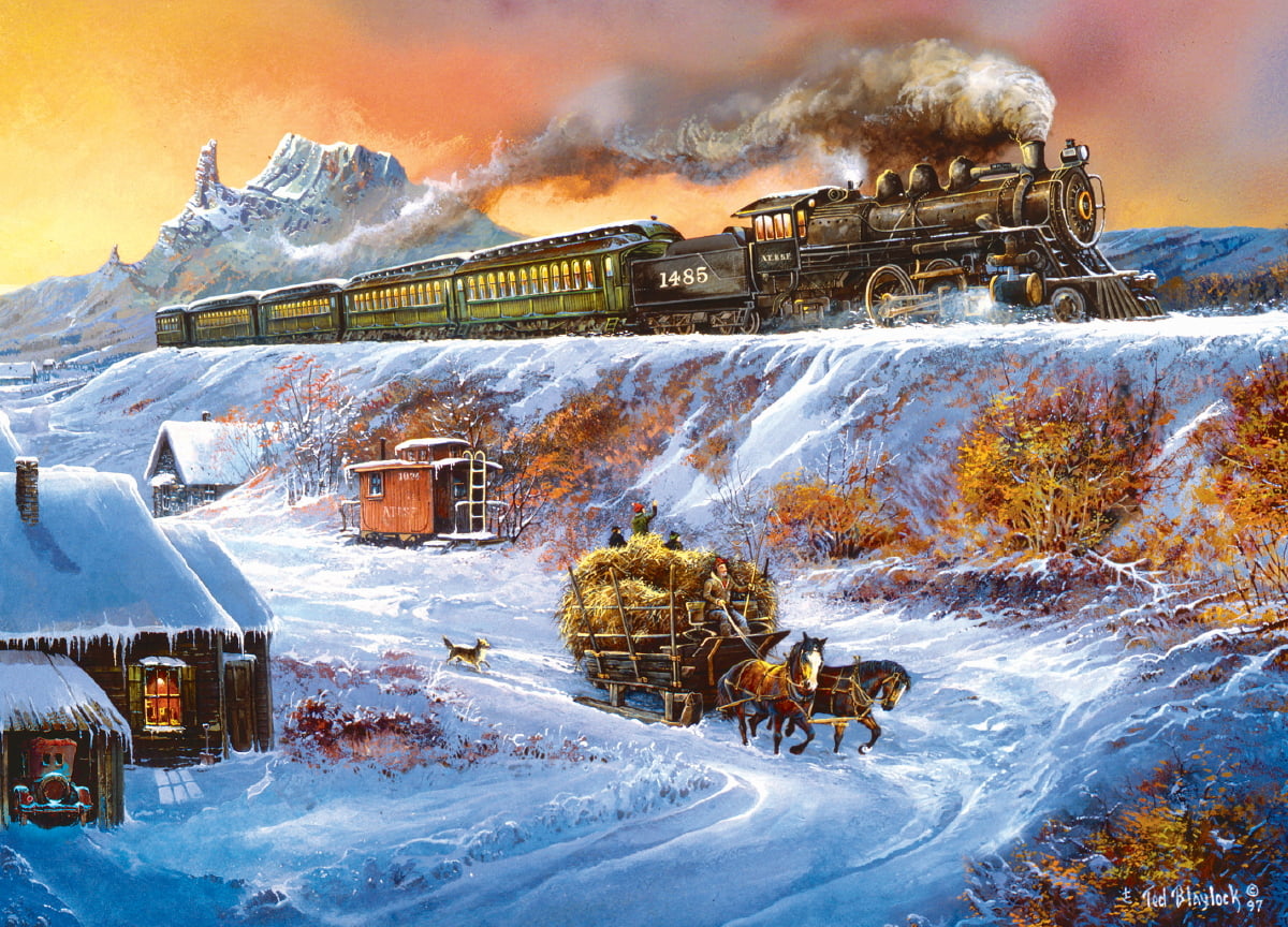 MasterPieces Railways Coyote Special Winter Scene Train 1000 Piece Jigsaw Puzzle by Ted Blaylock 