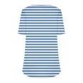 thumbnail image 4 of Otvok Womens New Short Sleeve Round Neck Pullover Chest Pleated Striped Print Tops, 4 of 6