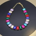 thumbnail image 2 of Rhinestone Gemstone Choker Collar Necklace for Women Sparkly Colorful Emerald Neck Chain Statement Necklace, 2 of 6