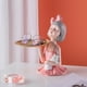 thumbnail image 3 of Estatuas de resina modernas figurita escultura almacenamiento de joyería Bowknot chica bandeja de servicio para Maekup Comestic gafas llave hogar Rosado Macarena Figuritas de niña de resina, 3 of 7