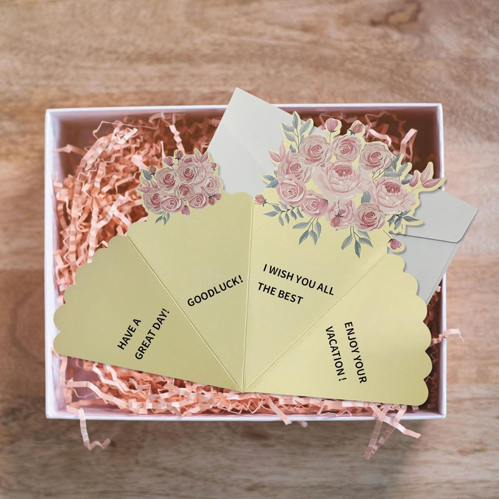 6 Pack 3D Bouquet Style Greeting Cards, Mother's Day Bouquet Paper Greeting Card, "Best Wishes" Floral Cone-Shaped Cards for Mother's Day, Birthday, Anniversary Gift
