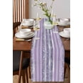 thumbnail image 2 of Purple Striped Burlap Cotton Table Runner 13x48 Inches Long, Monochrome Silverygeometric Lines Dots Farmhouse Table Runners, Outdoor Dining Tablecloths Decor for Baby Shower/Party/Wedding, 2 of 6
