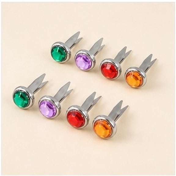OFFIGAM 50Pcs Colored Brads with Polished Metal and Flat Head Design for Wedding Decor and Seasonal Crafts