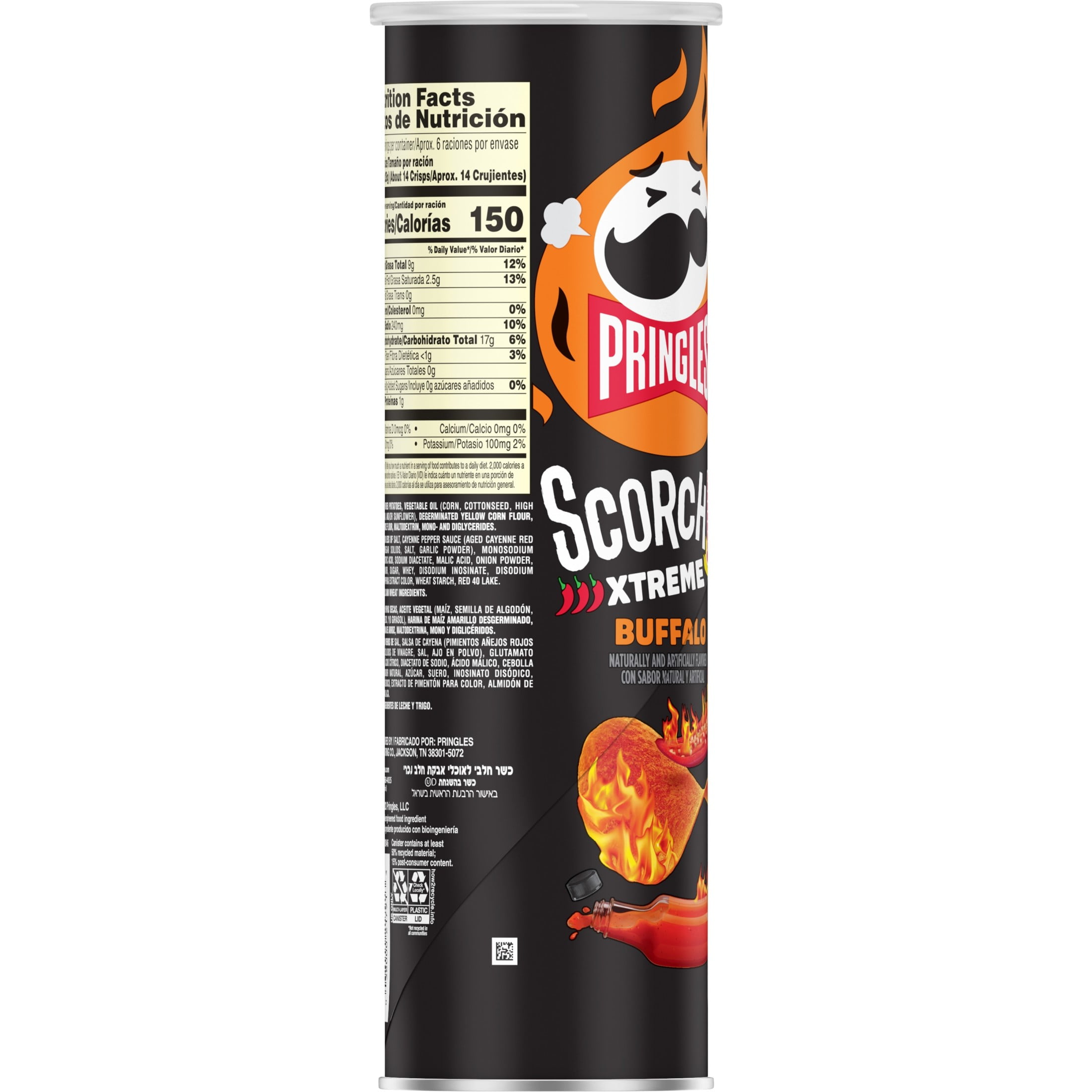 Pringles Scorchin' Buffalo Potato Crisps Chips, Spicy Snacks, 5.5 oz