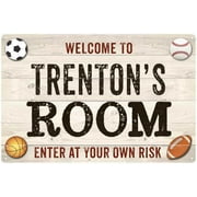 TRENTON'S Room Kids Bedroom Sign Boy's Gift 8x12 Metal 108120090191