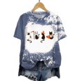 thumbnail image 2 of Mnuaqn Womens Bleached Sublimation Blanks Shirts Leopard Graphic Tees Tops Short Sleeve Polyester Tshirts Cute Items Clothes Navy,Size L, 2 of 5
