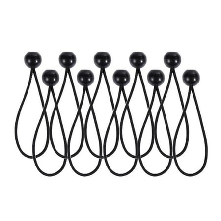 

10PCS Heavy Duty Elastic Black Ball Bungees Tarp-Tent Cord Down Shock Loo FAST R5G5