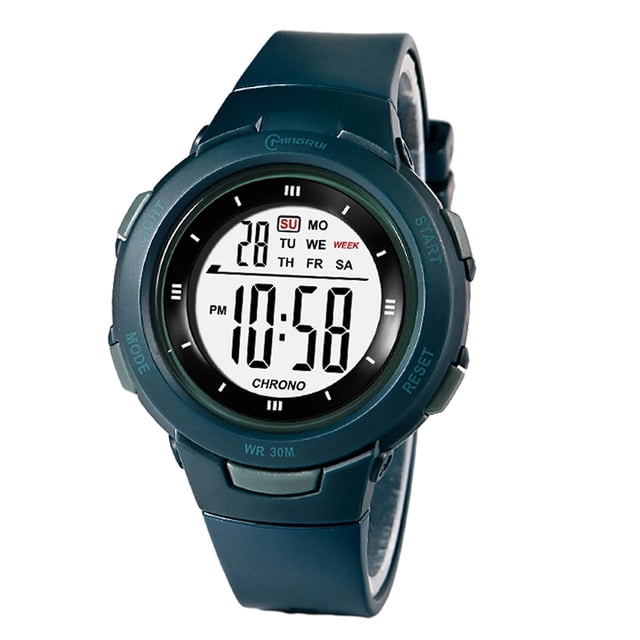 Reloj deportivo digital para niños y niñas, resistente al agua, para exteriores, electrónico, de pulsera. Verde oscuro